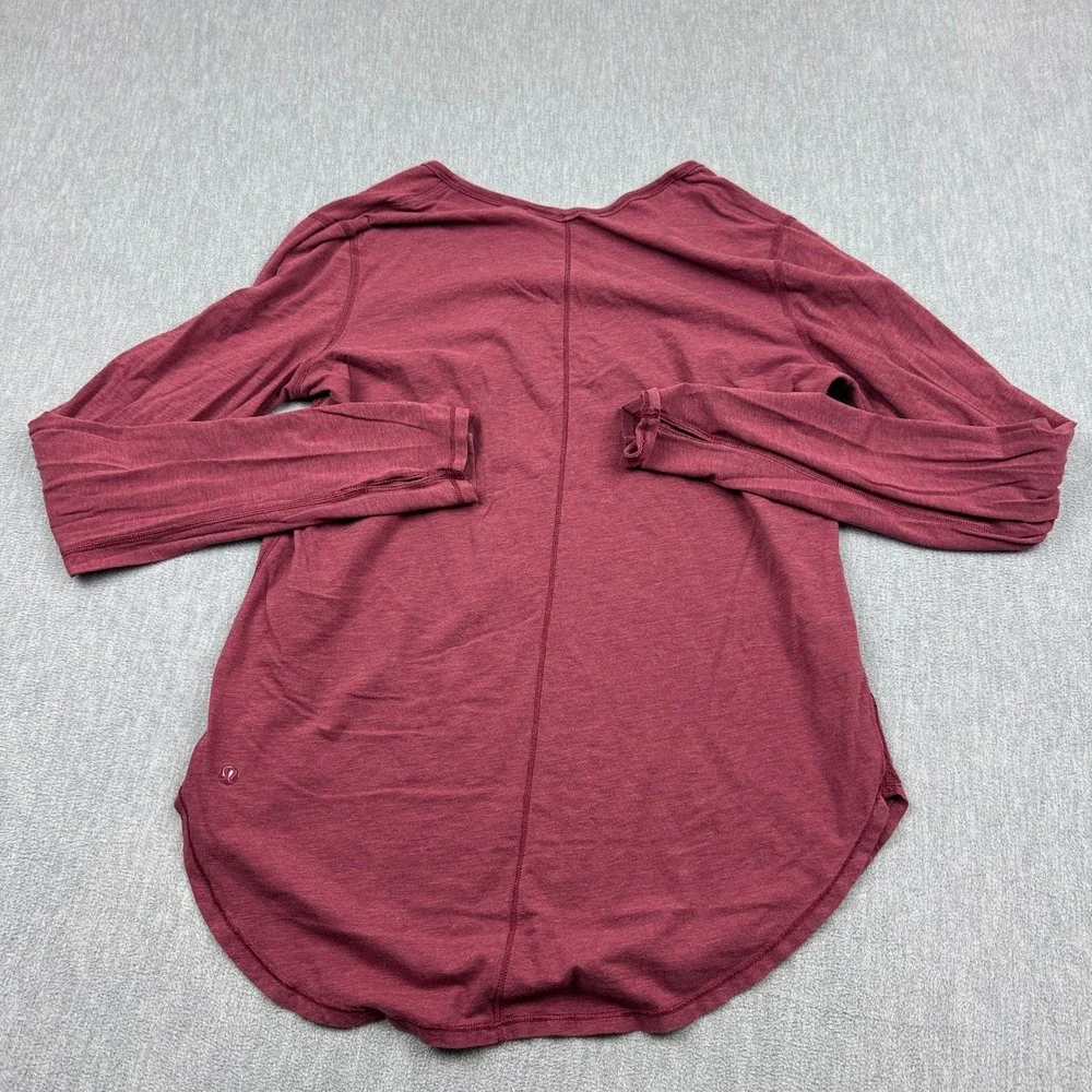 Lululemon Shirt‎ Womens 8 Maroon Yogini 5 Year Long Sleeve Tee Athletic Yoga Gym - Picture 9 of 10